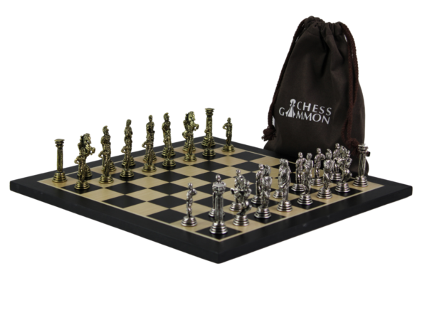 Black Personalised Metal Chess Set with Drawstring Bag 14 Inch - Image 3