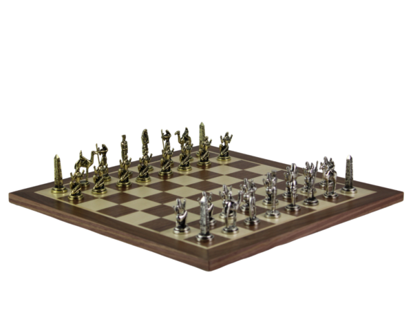 Walnut Personalised Metal Chess Set with Drawstring Bag 14 Inch - Image 2