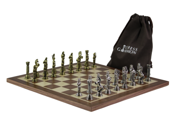 Walnut Personalised Metal Chess Set with Drawstring Bag 14 Inch - Image 3