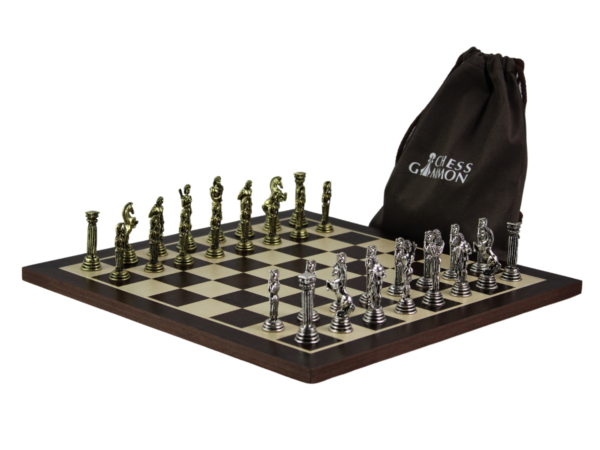 Wenge Personalised Metal Chess Set with Drawstring Bag 14 Inch