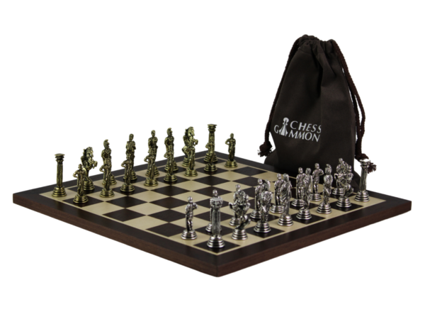 Wenge Personalised Metal Chess Set with Drawstring Bag 14 Inch - Image 5