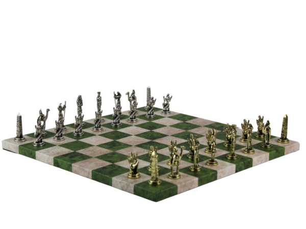 Green Leatherette Personalised Metal Chess Set with Drawstring Bag 14 Inch - Image 2