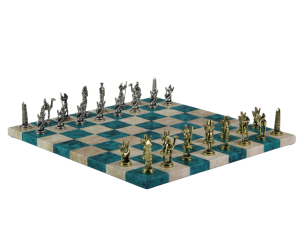 Blue Leatherette Personalised Metal Chess Set with Drawstring Bag 14 Inch - Image 2