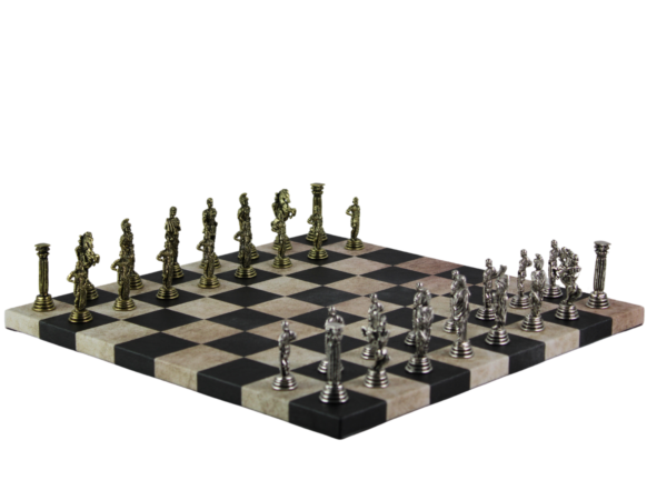 Black Leatherette Personalised Metal Chess Set with Drawstring Bag 14 Inch - Image 2