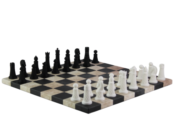 Black Leatherette Personalised 3D Acrylic Staunton Chess Pieces with Drawstring Bag 14 Inch - Image 2