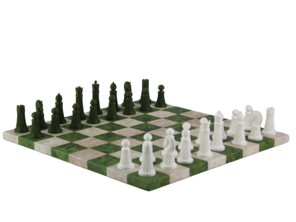 Green Leatherette Personalised 3D Acrylic Staunton Chess Pieces with Drawstring Bag 14 Inch - Image 2