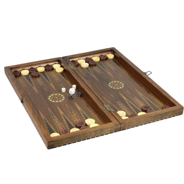 Helena Rural Walnut Chess & Backgammon Set With Ebonised Classic Staunton Chess Pieces 20 Inch - Image 7