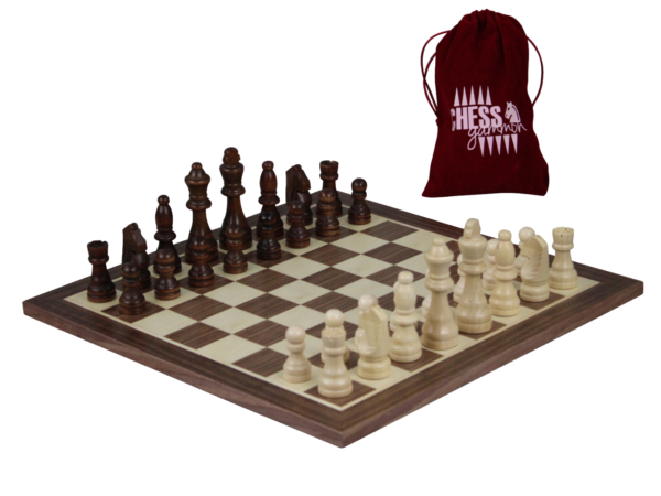 Walnut Chess Set With Chess Pieces And Chess Bag 14 Inch