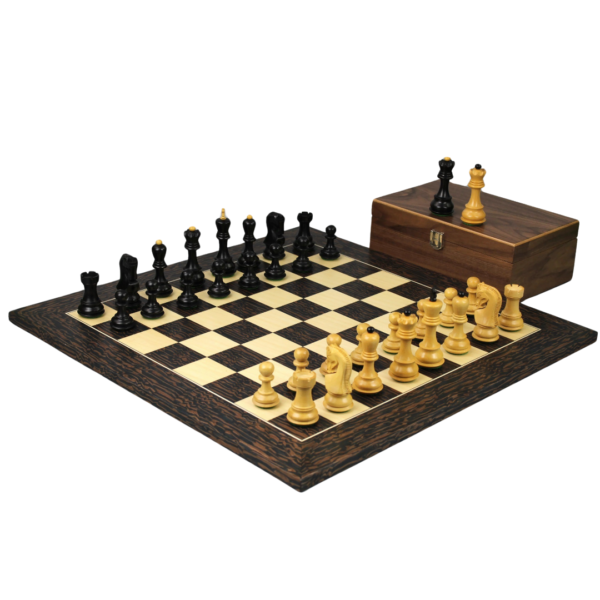 Tiger Ebony Chess Set 20 Inch and Weighted Ebonised Zagreb Staunton Chess Pieces 3.75 Inch