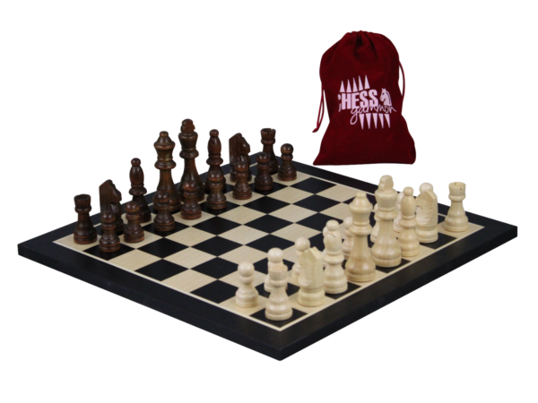 Black and White Chess Set With Chess Pieces And Chess Bag 14 Inch