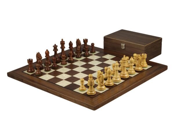 Walnut Chess Set 20 Inch With Helena Mother Of Pearl Flat Board and Weighted Sheesham King Bridal Staunton Chess Pieces 3.75 Inch