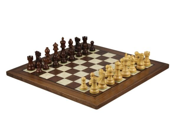 Walnut Chess Set 20 Inch With Helena Mother Of Pearl Flat Chess Board and Weighted Sheesham Executive Staunton Chess Pieces 3.75 Inch - Image 2