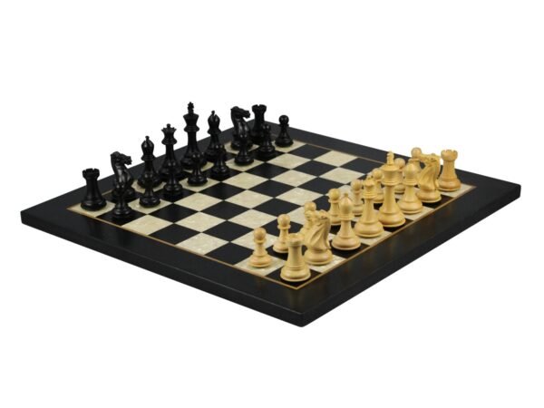 Ebony Chess Set 20 Inch With Helena Mother of Pearl Flat Board and Weighted Ebonised Executive Staunton Chess Pieces 3.75 Inch - Image 2