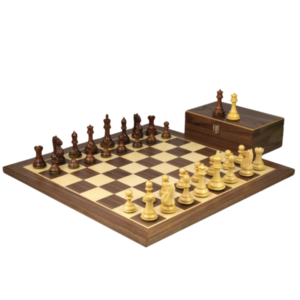 Walnut Chess Set 21 Inch with Weighted Sheesham Staunton Fierce Knight (Queens Gambit) Pieces 3.75 Inch