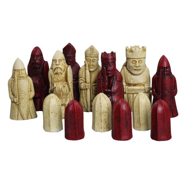 Isle of Lewis Chess Set With II Ivory & Red Resin Chess Pieces 3.5 Inch and Charcoal Black Chess Board 20 Inch - Image 3