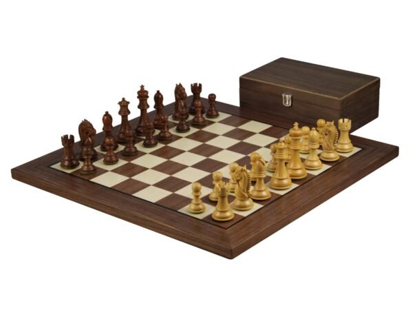 Walnut Chess Set 20 Inch With Helena Flat Chess Board and Weighted Sheesham King Bridal Staunton Chess Pieces 3.75 Inch