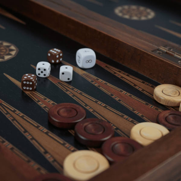 Helena Rural Ebony Chess & Backgammon Set With Ebonised German Staunton Chess Pieces 20 Inch - Image 7