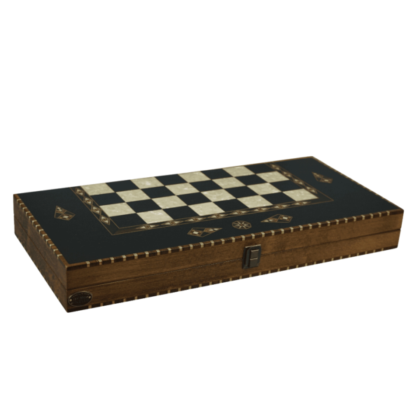 Helena Rural Ebony Chess & Backgammon Set With Ebonised German Staunton Chess Pieces 20 Inch - Image 3