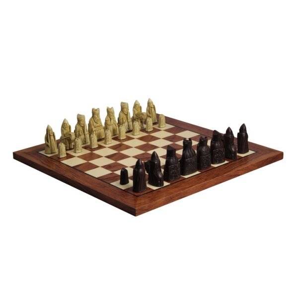 Isle of Lewis Chess Set With I Ivory & Brown Resin Chess Pieces 3.5 Inch and Rosewood Chess Board 20 Inch - Image 2