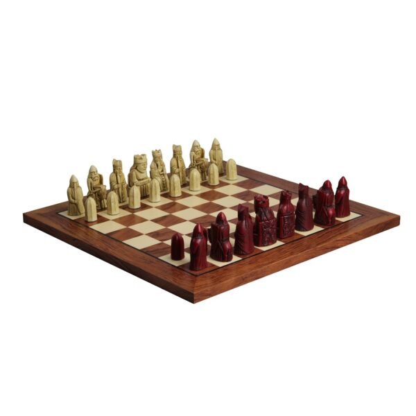 Isle of Lewis Chess Set With II Ivory & Red Resin Chess Pieces 3.5 Inch and Rosewood Chess Board 20 Inch - Image 2