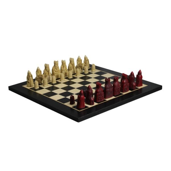 Isle of Lewis Chess Set I Ivory & Red Resin Chess Pieces 3.5 Inch and With Charcoal Black Chess Board 20 Inch - Image 2