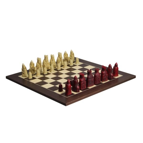 Isle of Lewis Chess Set With II White & Red Resin Chess Pieces 3.5 Inch and Macassar Chess Board 20 Inch - Image 2