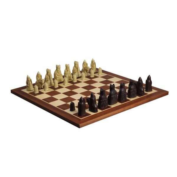 Isle of Lewis I Ivory & Brown Resin Chess Pieces 3.5 inch With Mahogany Chess Board 20 inch - Image 2