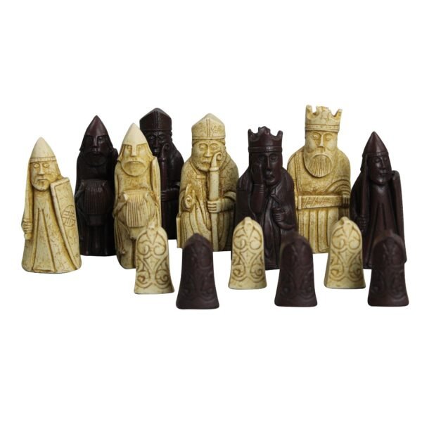 Isle of Lewis I Ivory & Brown Resin Chess Pieces 3.5 inch With Mahogany Chess Board 20 inch - Image 3