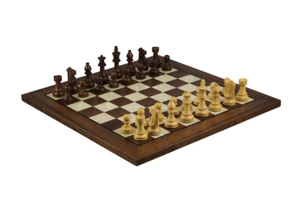 Walnut Chess Set 20 Inch With Helena Mother of Pearl Flat Chess Board and Weighted Sheesham French Knight Staunton Chess Pieces 3.75 Inch - Image 2