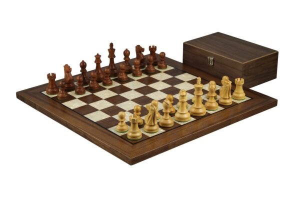 Walnut Chess Set 20 Inch With Helena Mother of Pearl Flat Chess Board and Weighted Sheesham Reykjavik Staunton Chess Pieces 3.75 Inch