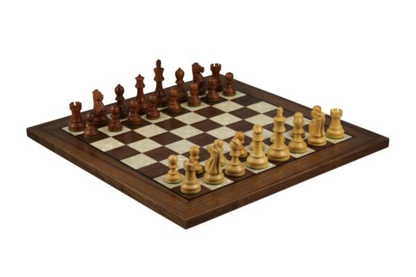 Walnut Chess Set 20 Inch With Helena Mother of Pearl Flat Chess Board and Weighted Sheesham Reykjavik Staunton Chess Pieces 3.75 Inch - Image 2