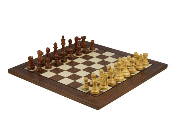 Walnut Chess Set 20 Inch with Helena Flat Chess Board and Weighted Sheesham Reykjavik Staunton Chess Pieces 3.75 Inch - Image 2