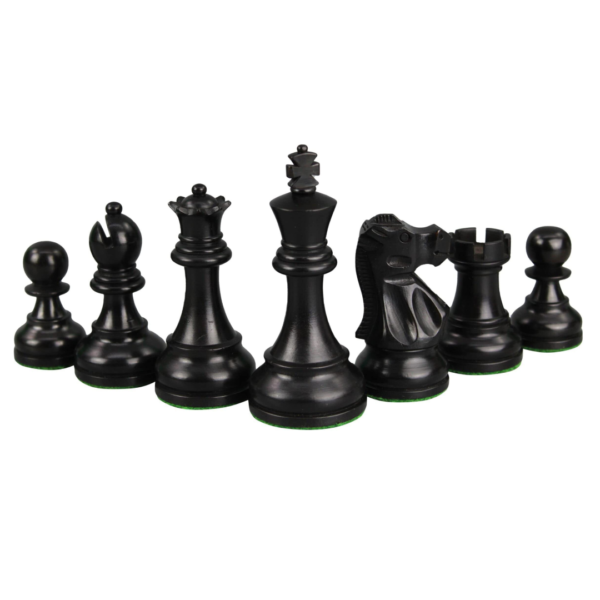 Ebony Chess Set 20 Inch With Helena Flat Chess Board and Weighted Ebonised Reykjavik Staunton Chess Pieces 3.75 Inch - Image 8