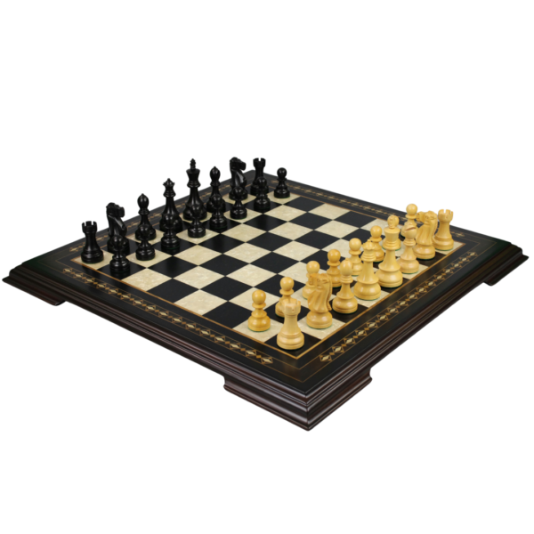 Ebony Chess Set 20 Inch With Helena Chess Board and Weighted Ebonised Reykjavik Staunton Chess Pieces 3.75 Inch - Image 2