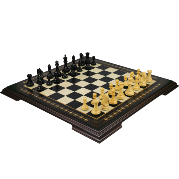 Ebony Chess Set 20 Inch with Helena Chess Board and Weighted Ebonised Fierce Knight(Queens Gambit) Staunton Chess Pieces 3.75 Inch - Image 2