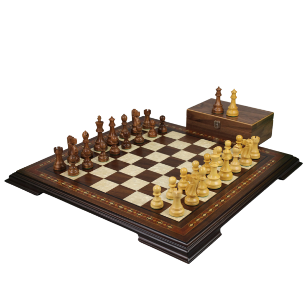 Walnut Chess Set 20 Inch with Helena Chess Board and Weighted Sheesham Reykjavik Staunton Chess Pieces 3.75 Inch