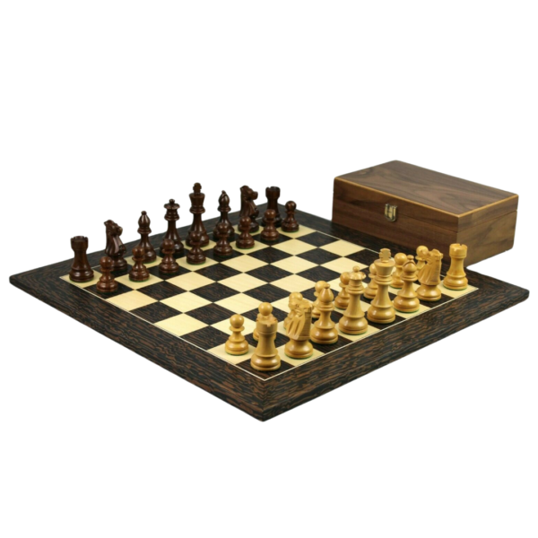 Tiger Ebony Chess Set 20 Inch with Weighted Sheesham Staunton French Knight Pieces 3.75 Inch