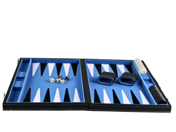 Sky Blue Leather Backgammon Set 21 Inch - Image 2