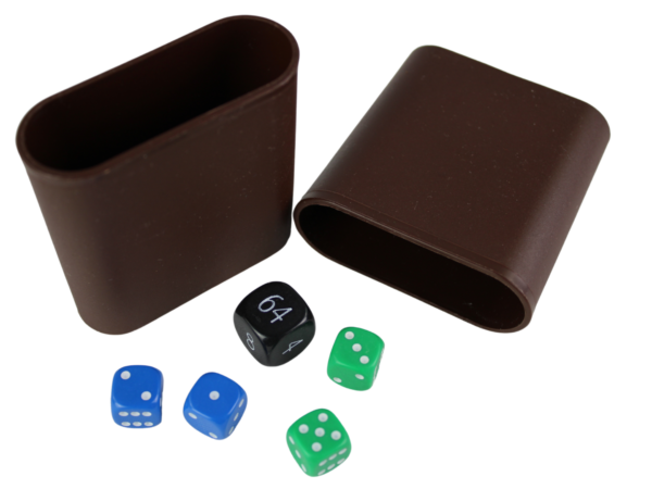 Replacement Backgammon Dice Set & Dice cups- Black Doubling Cube - Blue & Green Dices
