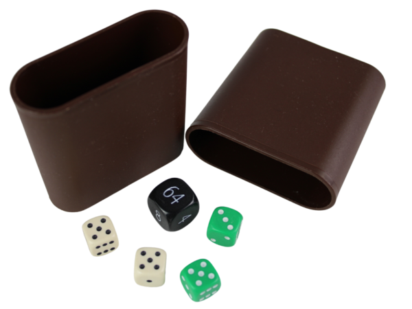 Replacement Backgammon Dice Set & Dice cups- Black Doubling Cube - Cream & Green Dices