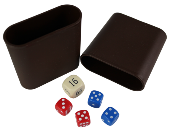 Replacement Backgammon Dice Set & Dice cups- Cream Doubling Cube - Red & Blue Dices