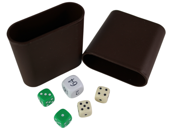 Replacement Backgammon Dice Set & Dice cups- White Doubling Cube - Cream & Green Dices