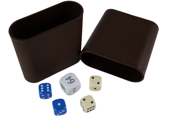 Replacement Backgammon Dice Set & Dice cups- White Doubling Cube - Cream & Blue Dices