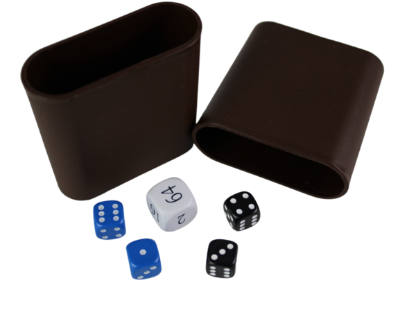 Replacement Backgammon Dice Set & Dice cups - White Doubling Cube - Blue & Black Dices