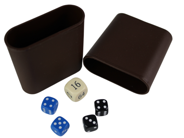 Replacement Backgammon Dice Set & Dice cups- Cream Doubling Cube - Blue & Black Dices