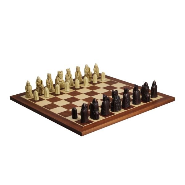 Isle of Lewis Chess Set II Ivory & Brown Resin Chess Pieces 3.5 Inch With Mahogany Chess Board 20 Inch - Image 2