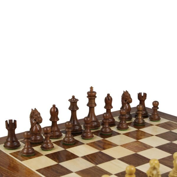 Sheesham Chess Set With Sheesham Flat Chess Board 20 Inch and Sheesham King Bridal Staunton Chess Pieces 3.75 Inch - Image 3