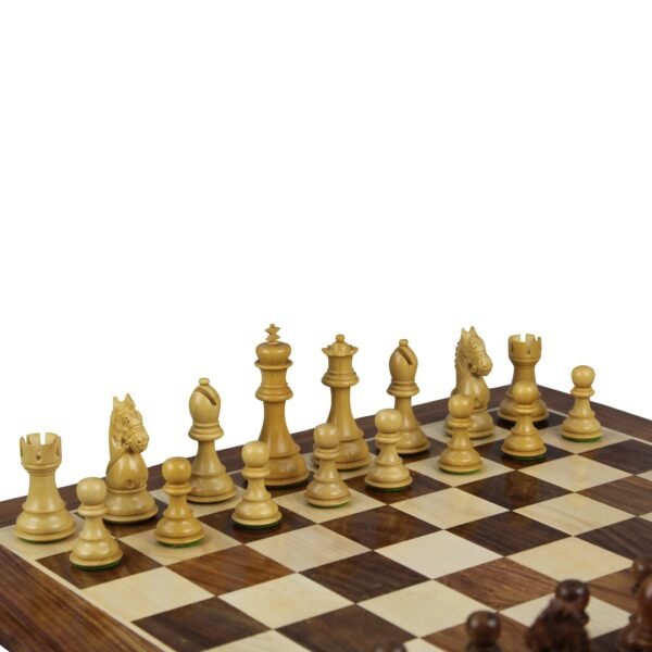 Sheesham Chess Set With Sheesham Flat Chess Board 20 Inch and Sheesham King Bridal Staunton Chess Pieces 3.75 Inch - Image 2