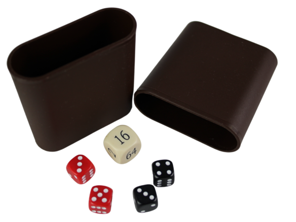 Replacement Backgammon Dice Set & Dice cups- Cream Doubling Cube - Red & Black Dices