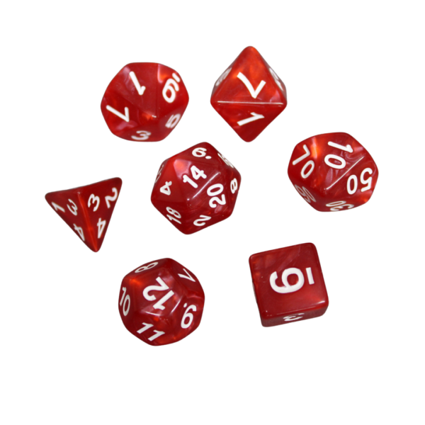 Rose Red Marbled DND Dice Set, 7 Piece Dice Set, Roll Playing Game Dice with Dice Bag